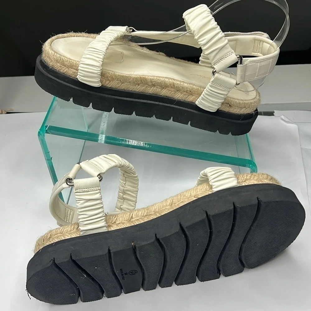 3.1 Philip Lim Sz 38 Noa Jute and Leather Platform Sandals